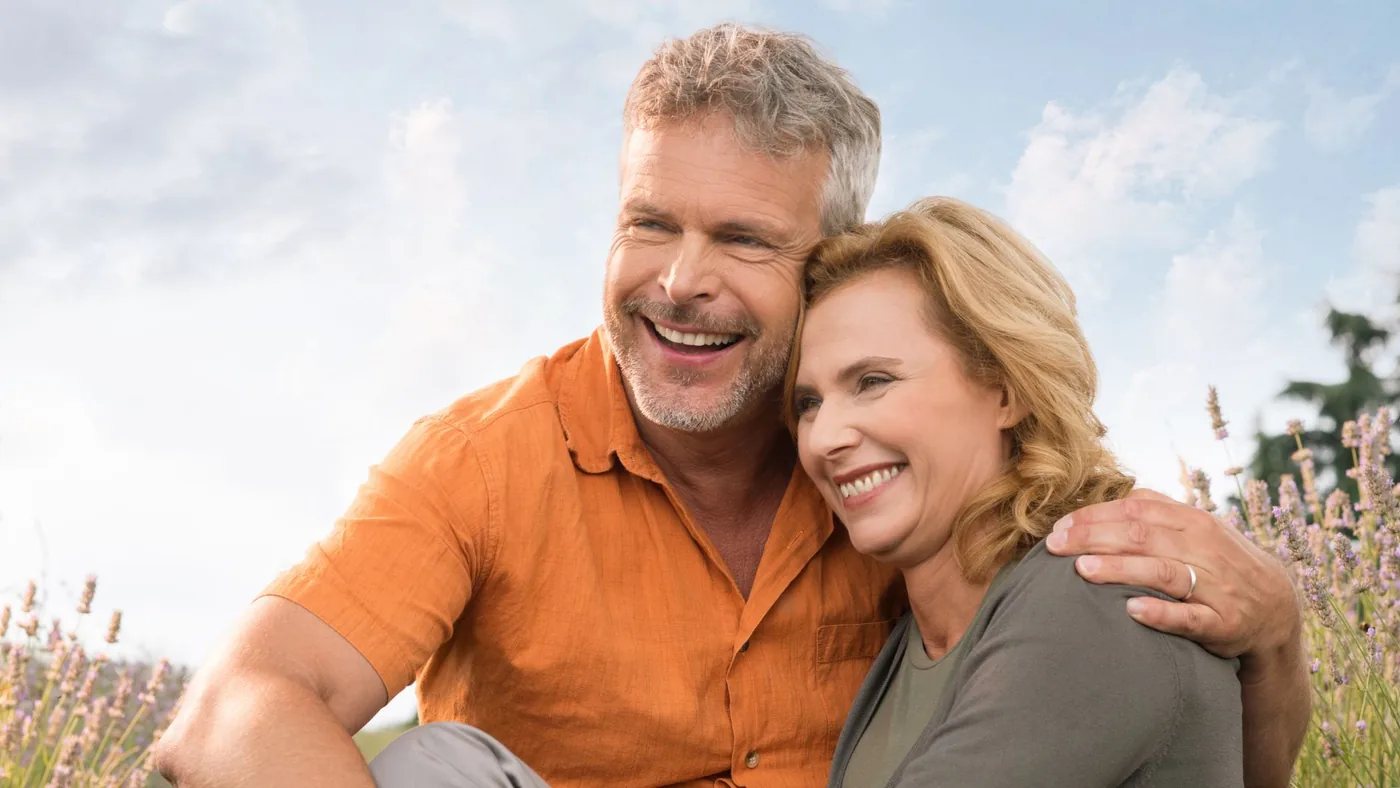 Healthy couple at the beach
